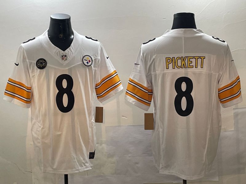 Men Pittsburgh Steelers #8 Pickett White Second generation 2024 Nike Limited NFL Jersey style 01082->pittsburgh steelers->NFL Jersey
